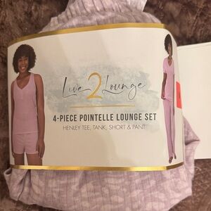 Women's Purple 2-Piece Pointelle Lounge Set